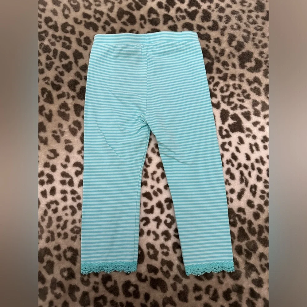 babyGap Striped Leggings with Lace Trim in Blue Size Toddler 3 Years